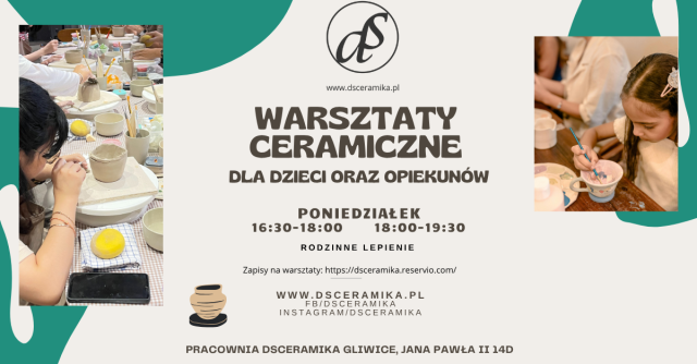 Warsztaty ceramiczne dla dzieci do 12 lat oraz opiekunów