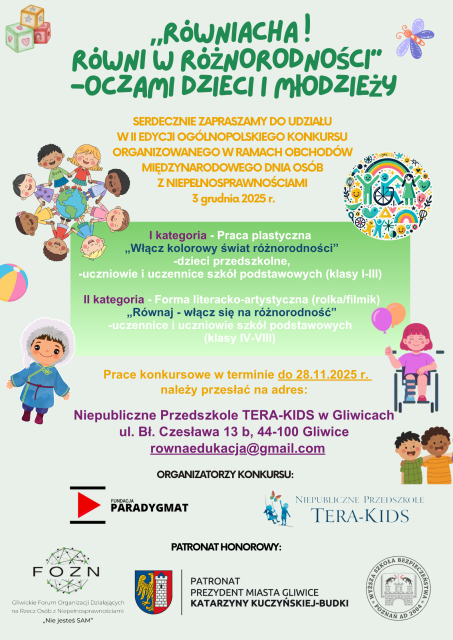 II edycja Ogólnopolskiego Konkursu pt. "Równiacha! Równi w różnorodności - oczami dzieci i młodzieży".