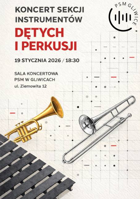 Koncert sekcji Instrumentów Dętych i Perkusji PSM w Gliwicach