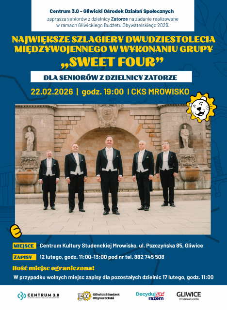 Koncert zespołu „Sweet Four” I Seniorzy ZATORZE I GBO 2026