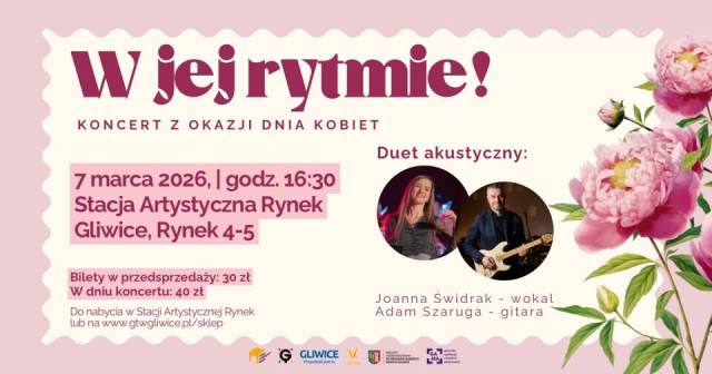 Koncert z okazji Dnia Kobiet „W jej rytmie” | Duet akustyczny: Joanna Świdrak i Adam Szaruga