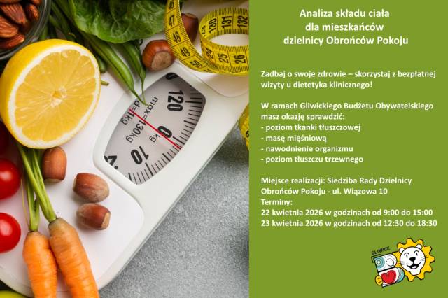 Analiza składu ciała w ramach Gliwickiego Budżetu Obywatelskiego dla seniorów z dzielnicy Obrońców Pokoju.