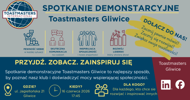 Spotkanie demonstracyjne Toastmasters Gliwice