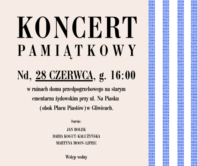 Koncert pamiątkowy w ruinach domu przedpogrzebowego.