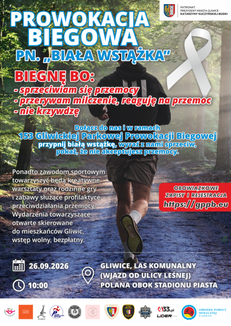 Gliwicka Parkowa Prowokacja Biegowa pn. "BIAŁA WSTĄŻKA" 
