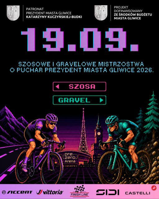 Szosowe i Gravelowe Mistrzostwa o Puchar Prezydent Miasta Gliwice 2026!