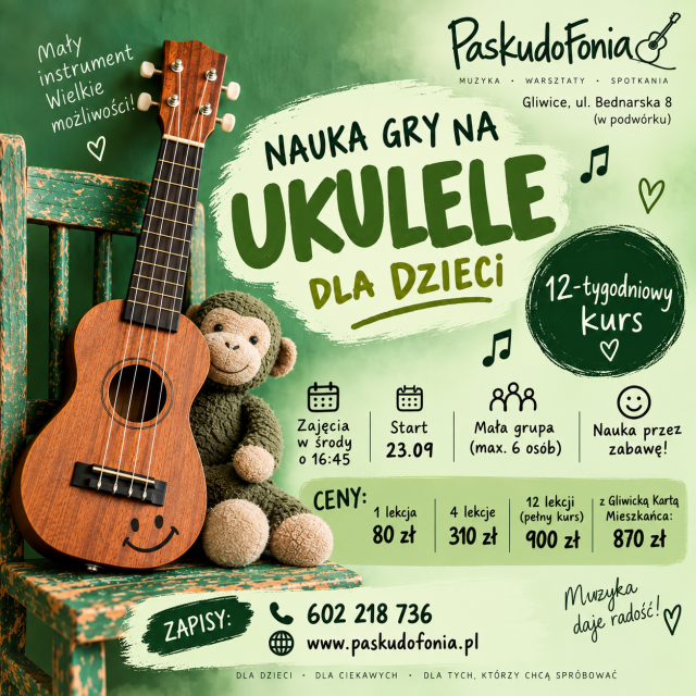 12-tygodniowy kurs gry na ukulele dla dzieci i młodzieży 