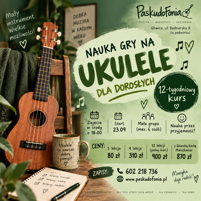 12-tygodniowy kkurs gry na ukulele dla dorosłych