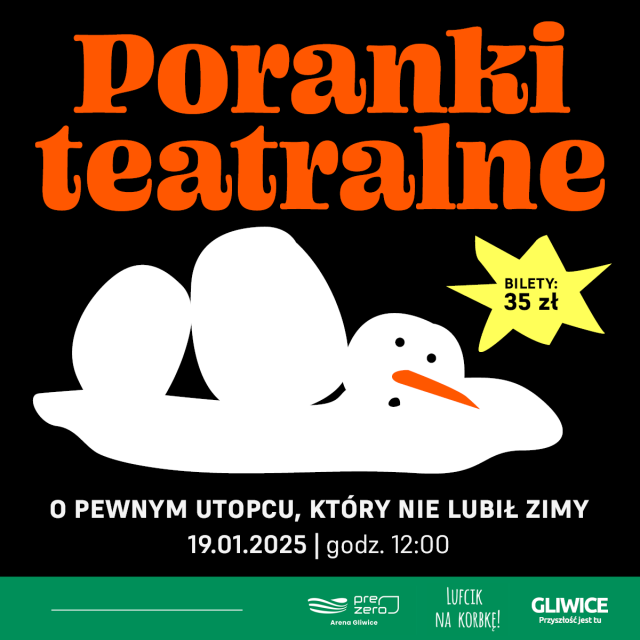 Poranki Teatralne – 19.01.2025 – „O pewnym Utopcu, który nie lubił zimy” 19.01.2025 o godzinie 12:00 „O pewnym Utopcu, który nie lubił zimy” – HIT uwielbianego Lufcika na Korbkę