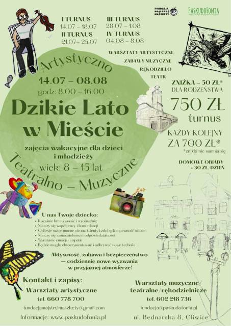 Artystyczne lato dla dzieci i młodzieży 8-15 lat - turnus 2. plastyczno-teatralno-rękodzielniczy